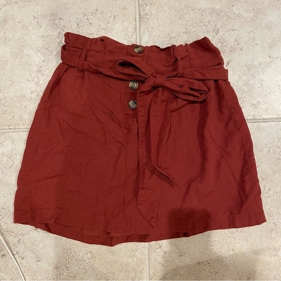 American Eagle Rust Orange Button Down Tie Classic Mini Skirt Everyday Summer - Picture 5 of 5